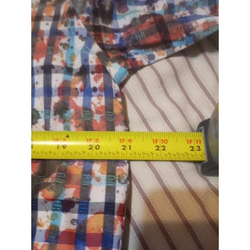 Visconti Black Colorful Splatter Abstract Checked Button Down L/S Shirt Small S - Picture 11 of 12